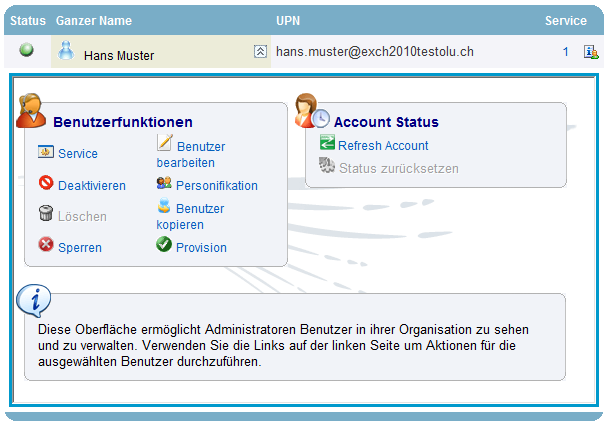 Modifizieren eines bestehenden Benutzers Zur Modifikation bestehender Benutzer öffnen Sie die Benutzerverwaltung ( Übersicht aller bestehender Benutzer erscheint. ).