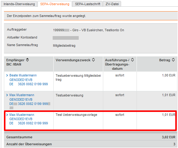 Hier wählen Sie im Bereich Vorlage die oben angelegte Vorlage aus. Dadurch werden automatisch alle Felder der Vorlage gefüllt.