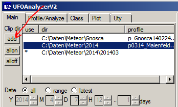Auswahl der Daten Verzeichnis hinzufügen mit Add: Unterverzeichnisse werden automatisch hinzugefügt Mit Klicken auf Verzeichnis Ein- und