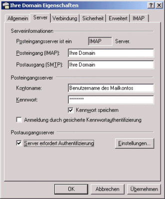 (Abbildung 07) In dem sich öffnenden Fenster wählen Sie die Registerkarte Server und setzen eine Haken in die AuswahlboxServer erfordert