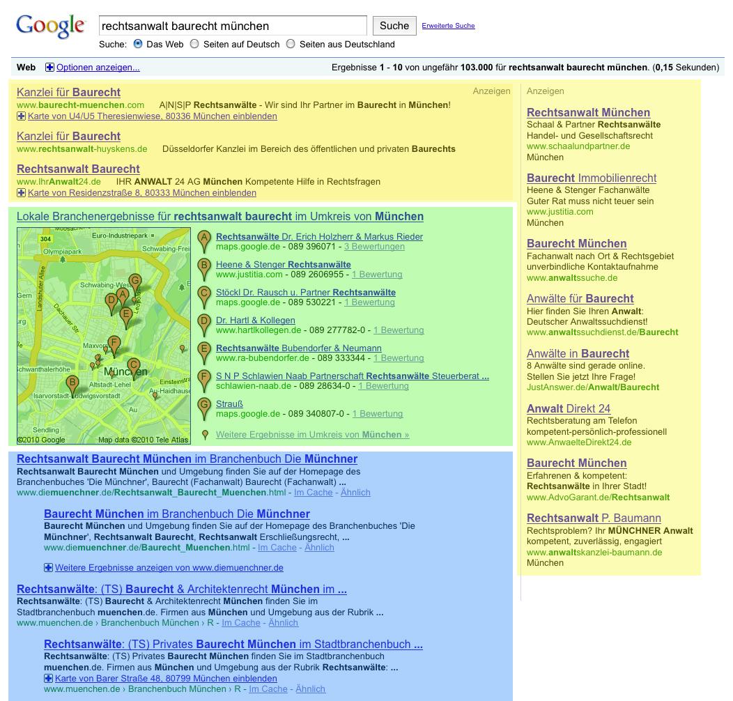 Suchergebnisse AdWords Google