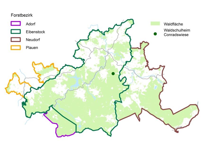 Analyse des Entwicklungsbedarfs und -potentials 35 Die Waldfläche bedeckt rund 61 % vom Untersuchungsgebiet, dies entspricht 0,28 ha/einwohner und ist selbst für Verhältnisse im Erzgebirge