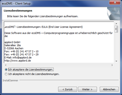 5. Windows Installationen Abbildung 5.61: Startfenster ecodms 7.