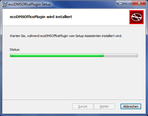 5. Windows Installationen Abbildung 5.89: MS Office Plugin - Installation starten 11. Die Installation wird durchgeführt.