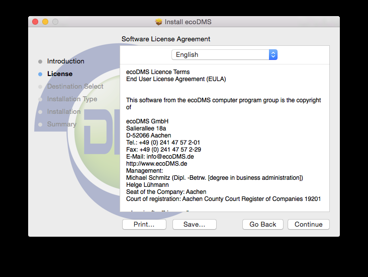 5. MacOS Installationen 5. Klicken Sie im Fenster Einführung auf Fortfahren. Abb. (ähnlich) 5.2: MacOS Clients: Einführung 6. Wählen Sie im Fenster Lizenz die Sprache aus.