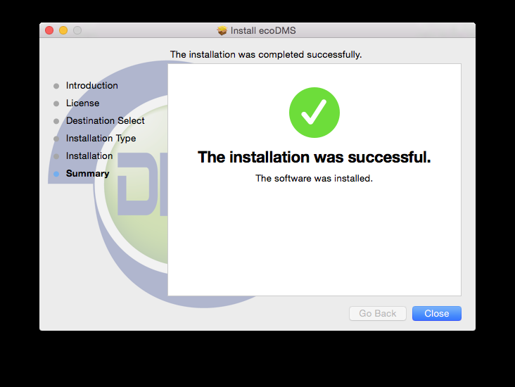 5. MacOS Installationen Abb. (ähnlich) 5.8: MacOS Clients: Installation 12. Die Installation ist abgeschlossen. Klicken Sie auf Schließen. Abb. (ähnlich) 5.9: MacOS Clients: Installation abgeschlossen 5.