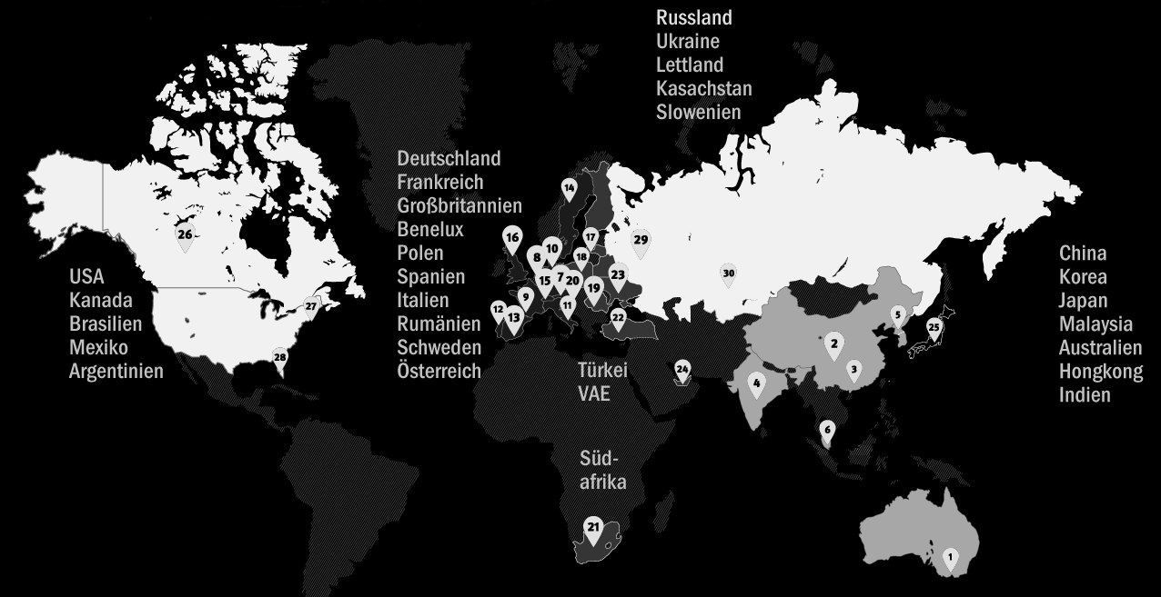 KASPERSKY LABS GEOGRAFIE > aktiv in fast 200 Ländern und Gebieten mit