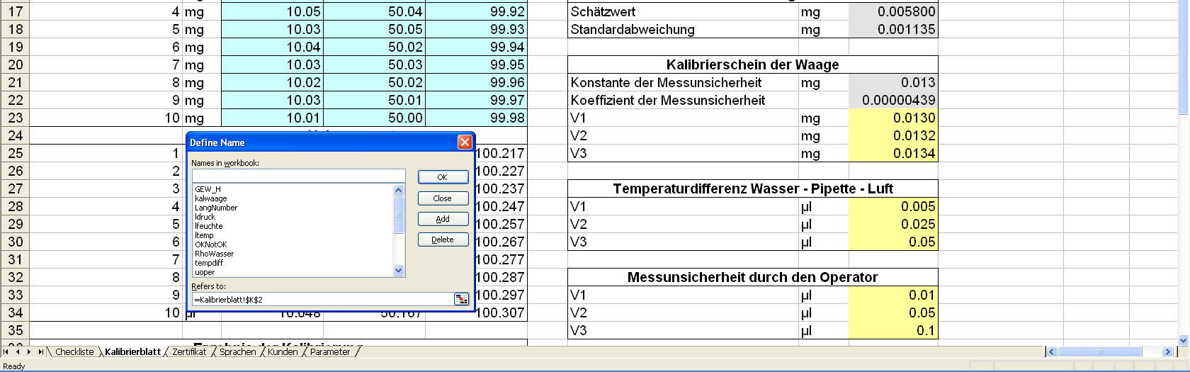 Definieren von Zellenbereichen