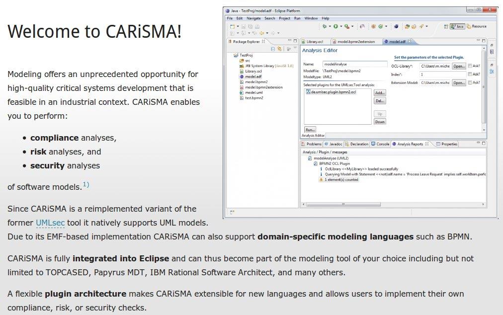 Analysewerkzeug CARiSMA Sicherheitsanalysen auf GP-/Softwaremodellen