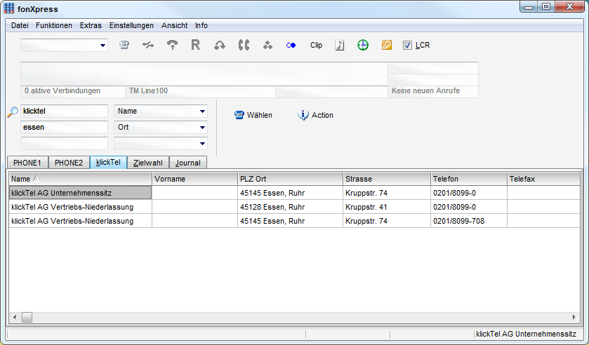 Integration klicktel Server Anruferidentifizierung in klicktel Server Standard, Advanced light oder Advanced