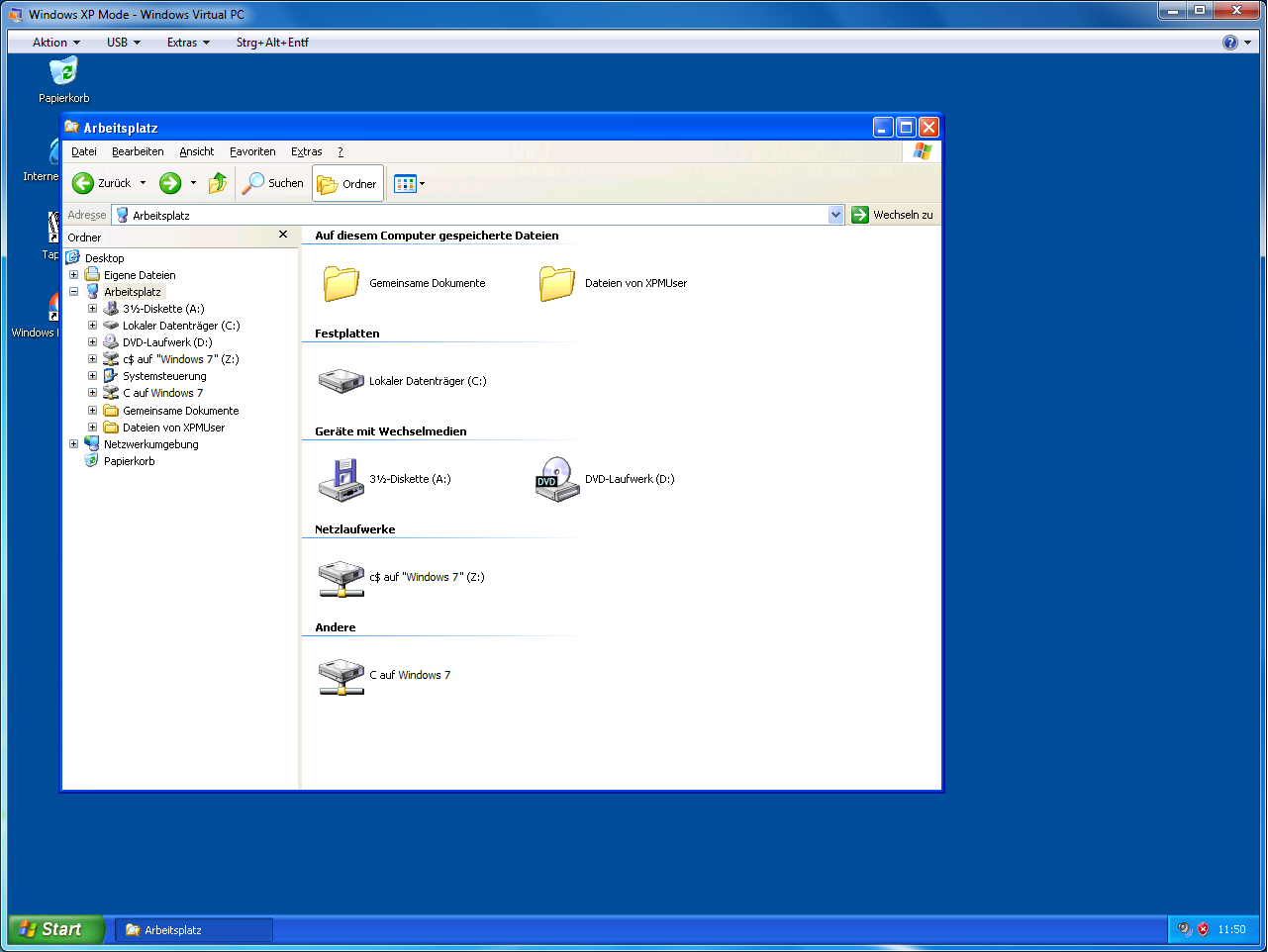 Beim ersten Verbinden müssen Benutzername und Kennwort von Windows 7 eingegeben werden.