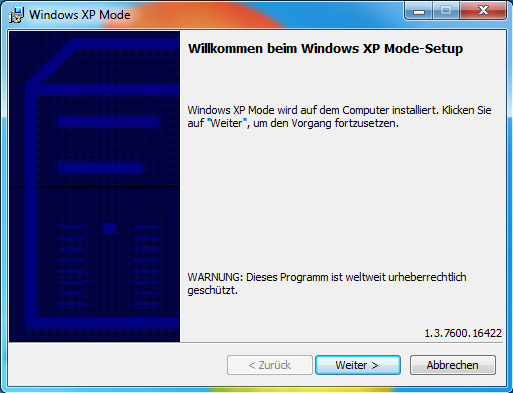 Danach sollten folgende Dateien am PC zur Verfügung stehen: Achtung: Wie auf der Download-Seite ersichtlich, muss zuerst WindowsXPMode_de-de.