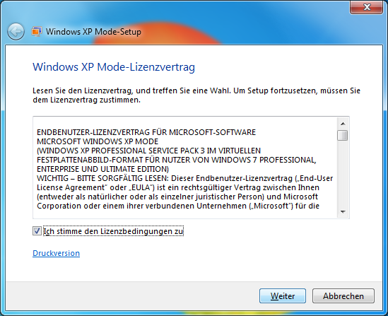 3 Windows XP Mode starten und einrichten Beim ersten Start muss Windows XP Mode eingerichtet werden. Zu finden ist das Programm unter Start -> Alle Programme -> Windows Virtual PC -> Windows XP Mode.