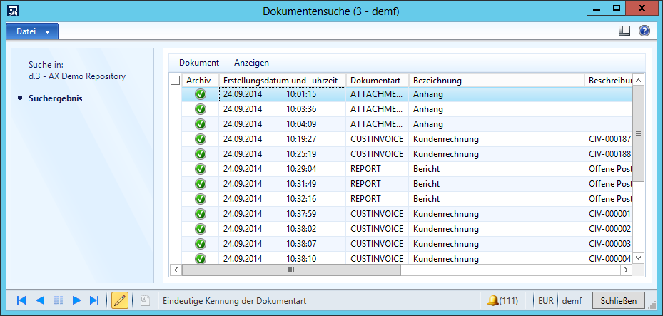 6 Suche und Anzeige von Dokumenten Durch die Verknüpfung und Verlinkung von Dokumenten zu entsprechenden Geschäftsvorfällen sowie zu anderen Dokumenten, über die von der smartdox ax ecm extension