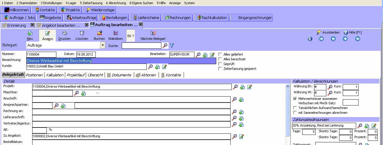 : Tragen Sie im Register BELEGDETAILS alle notwendigen Daten