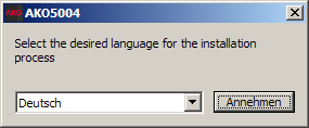 Installationsvorgang Legen Sie die bereitgestellte CD in das CD-ROM-Laufwerk Ihres Computers ein. Das folgende Dialogfenster wird angezeigt: Standardmäßig ist Spanisch als Sprache ausgewählt.