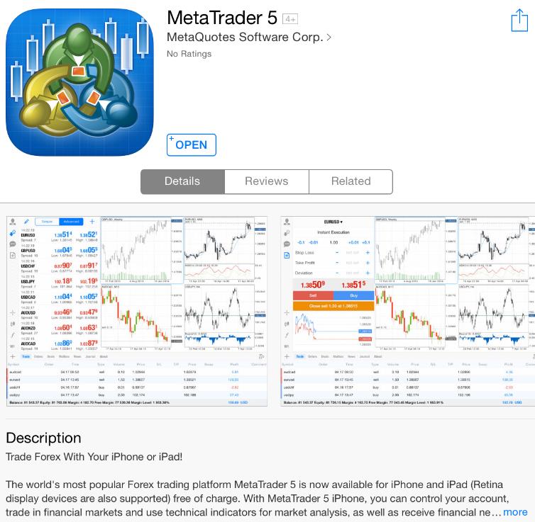 1. Installation der App MT5 für ipad Die App MetaTrader steht im AppStore zur Verfügung und kann kostenlos heruntergeladen werden.