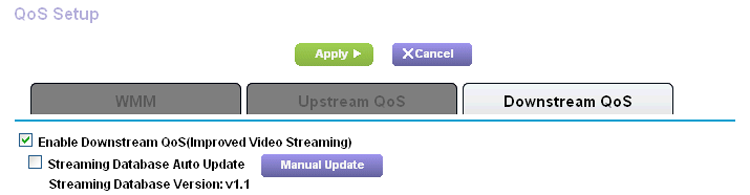 Priorisieren von Internetstreaming Um dem Internet-Videostreaming über QoS eine hohe Priorität einzuräumen, melden Sie sich am Router an, und aktivieren Sie Downstream QoS.