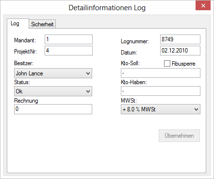 Einfügen in Journal / Log - Ansicht Log / Journal 64 Ansicht Aufwandübersicht Aufwandübersicht Die Aufwandübersicht