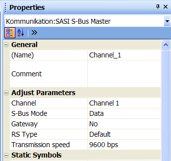 Master / Schnittstellenkonfiguration per Programm Der Schnittstellenport muss mit Hilfe der SASI S-Bus Master-FBox definiert werden. Symbolname für die PortNr.