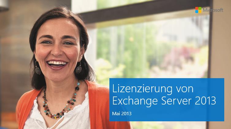 Das Lizenzmodell von Exchange Server 2013 besteht aus zwei Komponenten: Serverlizenzen zur Lizenzierung der Serversoftware und Zugriffslizenzen, so genannte Client Access Licenses