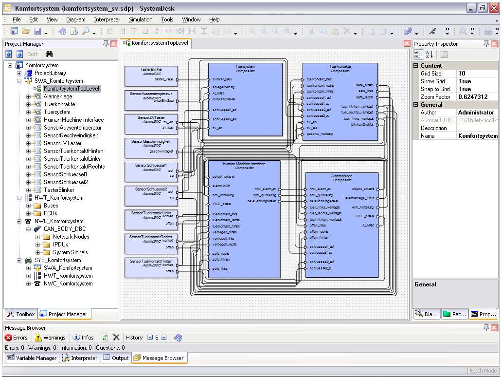 4 Prototypische Umsetzung Abbildung 4.3: Architekturmodellierung in SystemDesk Abbildung 4.