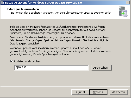 5 Windows Server Update Services 3.0 2. Installationstyp auswählen 3. 4. «Nur Verwaltungskonsole» installiert nur ds MMC-SnapIn um einen WSUS Server zu administrieren.
