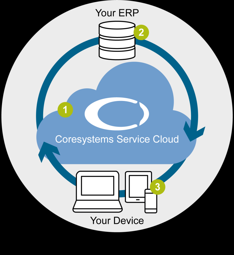Architektur und Technologie 1. Coresystems Field Service Software stellt Standardmodule wie Sales und Services, etc. in der Cloud zur Verfügung.