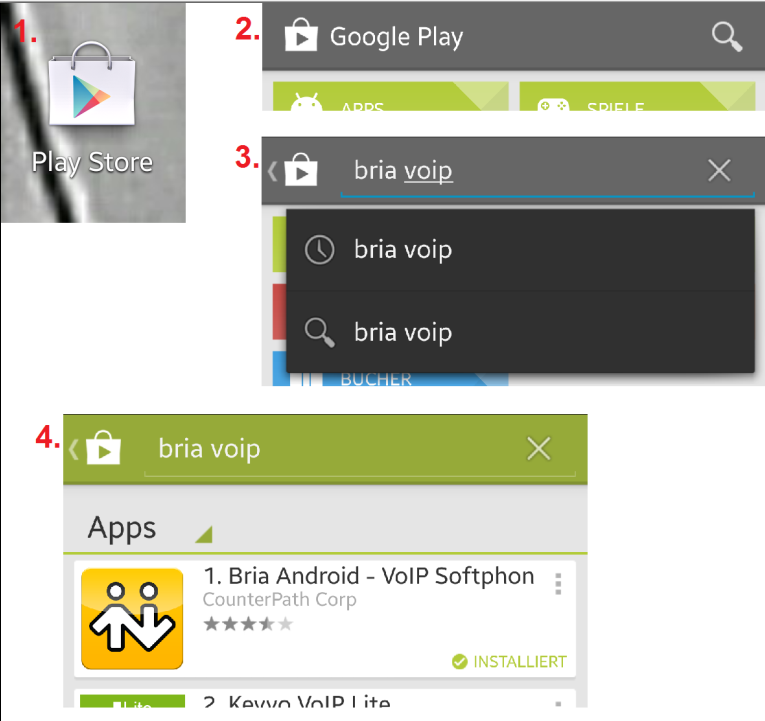 Die App Bria funktioniert laut dem Hersteller mit vielen Android-Smartphones und Android- Tablet-PCs. Auf dem Android-Smartphone muss das Betriebssystem ab Version 2.3.
