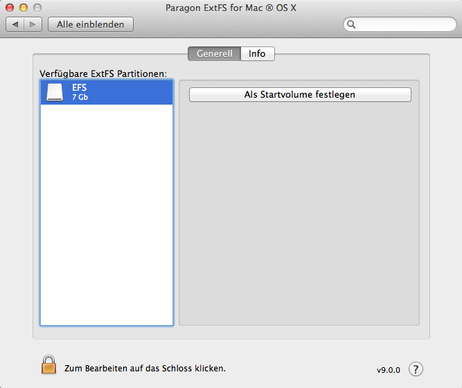 Konfiguration des Treibers Die Einstellungen für ExtFS für Mac OS X lassen sich einfach über die grafische Benutzeroberfläche oder über die Kommandozeile im Terminal einrichten.