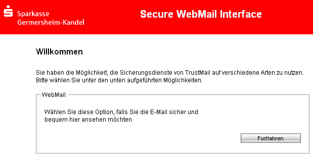 1.2. Melden Sie sich am Webmail-System an 1) Gehen Sie im Internet auf die folgende Seite: https://securemail.sparkasse.