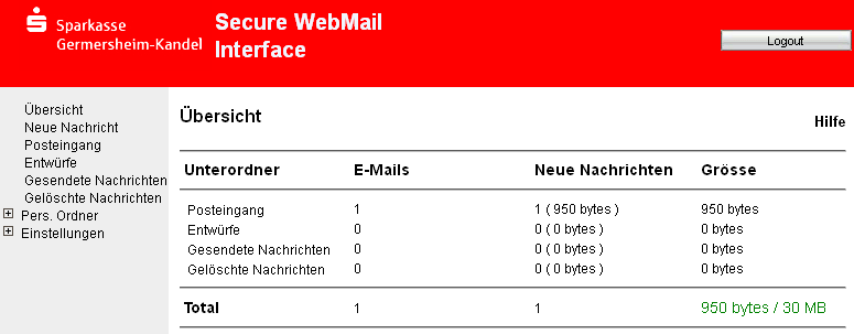 2. Nutzung des Webmail-Systems 2.1. Anmeldung am Webmail-System Rufen Sie das Webmail-System über folgenden Link auf: https://securemail.sparkasse.