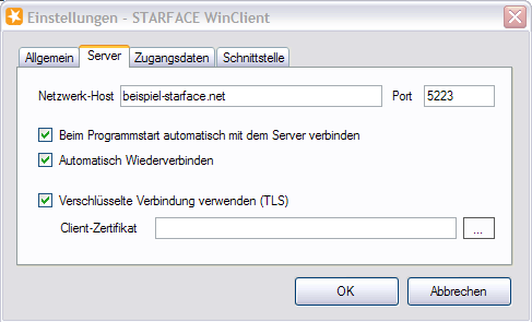 repräsentiert. Der WinClient kann nun für die Verbindung zum Server konfiguriert werden. 1.