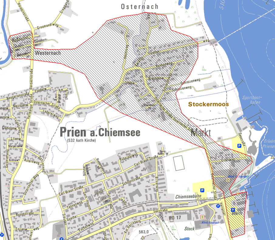 Bild 9a: mögliches Kumulationsgebiet Prien Nord-Ost zur Erschließung der Orte Westernach, Osternach und des
