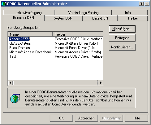 Clientinstallation 2 Bild 18: ODBC Datenquelle ACHTUNG Verschiedene Applikationen (z.b.