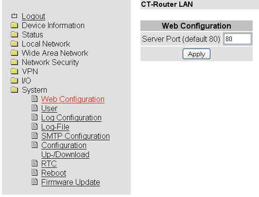 System Im Systemmenü können allgemeine Einstellungen für den CT-Router LAN getroffen werden.