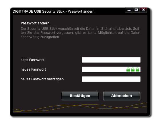 Passwort ändern Klicken Sie im Menü Einstellungen auf Passwort ändern. Es erscheint das Menü Passwort ändern.