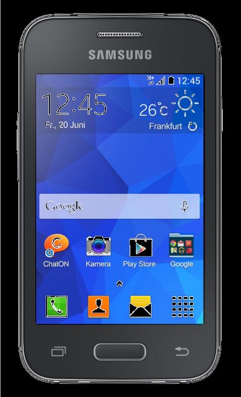 Kompaktes, gut ausgestattetes Smartphone mit einem 8,89 cm Bildschirm Ein Smartphone optimal für Einsteiger Die Rückseite verfügt über ein modisches Design in Lederoptik Mit der Android 4.