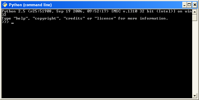 1.3. DEIN ERSTES PYTHON PROGRAMM 5 nach rechts zeigen: >>> Abbildung 1.2: Die Python console auf Windows.