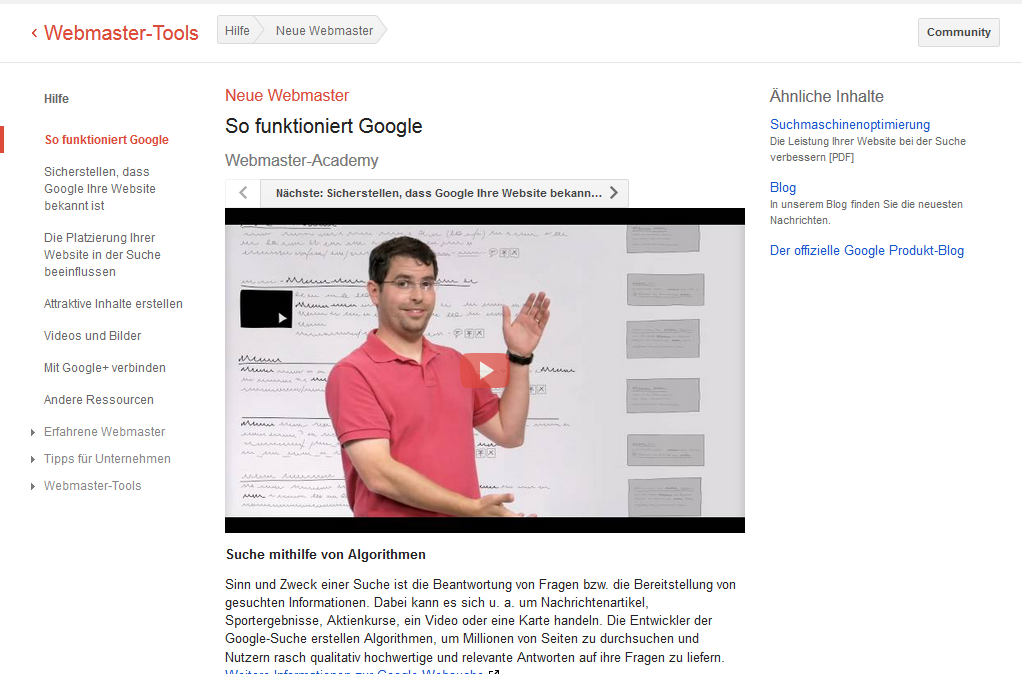 Google Webmaster-Tools - rfahren Sie mehr über Ihre Website // 5 1.