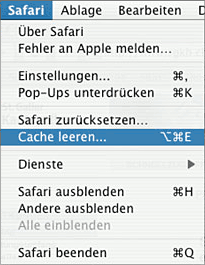 Apple Safari (Standardmässig auf allen Apple-Geräten) Alle Versionen Wählen Sie im Menü
