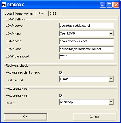 3.8. Konfiguration der E-Mail Adressüberprüfung mit OpenLDAP OpenLDAP-Server: openldap.reddoxx.