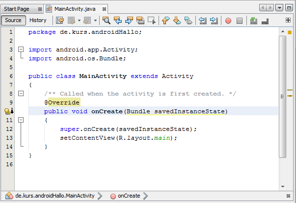 Codefenster Java und