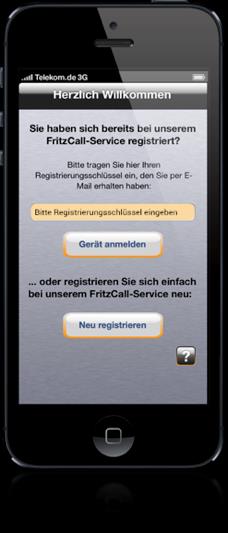 Einrichtung iphone / ipad Bei dem iphone oder ipad ist die Einrichtung von FritzCall.CoCPit sehr einfach.