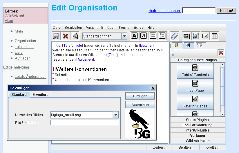 I3G Entwicklung Editor WikiWizard Christoph Sauer, i3g