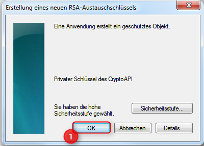 1.1.4 Das Zertifikat (Sicherheitseinstellungen im Internet Explorer) Es erscheint folgendes Fenster bei dem Sie auf SICHERHEITSSTUFE (1) klicken.