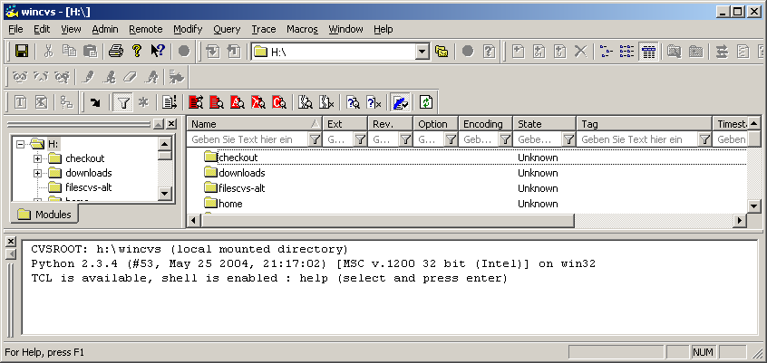 CVS 2 Wenn Probleme beim Compilieren auftreten, sollte man die Dateien INSTALL und README konsultieren. Unter Debian kann CVS mit dem Befehl $ apt-get install cvs installiert werden. 2.3 Windows/Cygwin-Installation Unter Windows kann das Tool WinCvs (siehe [2]) benutzt werden.