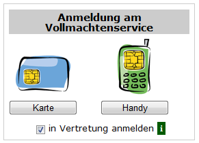 Abb 2.1 Checkbox zur Aktivierung des Vollmachtenmodus Das Servlet mit dem zusätzliche Parameter kann bspw. wie in Abb 2.