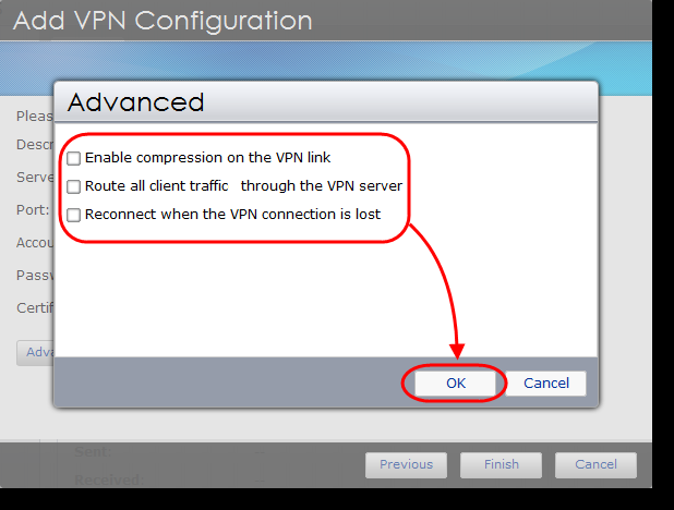 Schritt 3 Füllen Sie die Pflichtfelder aus und klicken Sie anschließend auf [Fertigstellen]. Sie können zum Importieren des vom OpenVPN-Server exportierten Zertifikats (ca.
