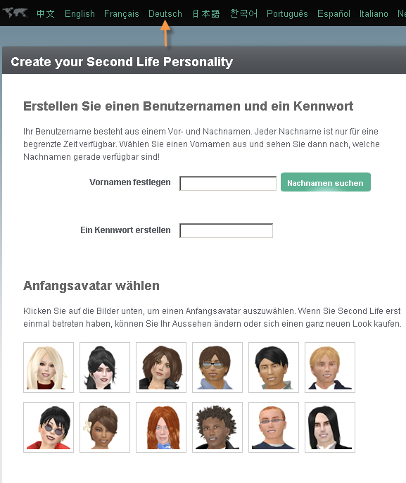 Mit der Registrierung erstellen Sie zusammen mit Ihrem Second Life -Zugang auch einen eigenen Avatar, Ihren 3D-Stellvertreter.